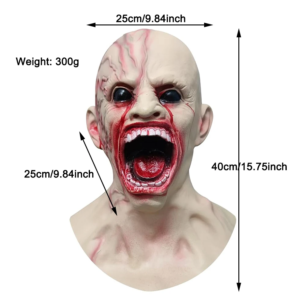 Infected Zombie Mask Horror Vampires Halloween Realistic Blood Zombie Bite Latex Masks Cosplay Party Dress Props Escape Headgear