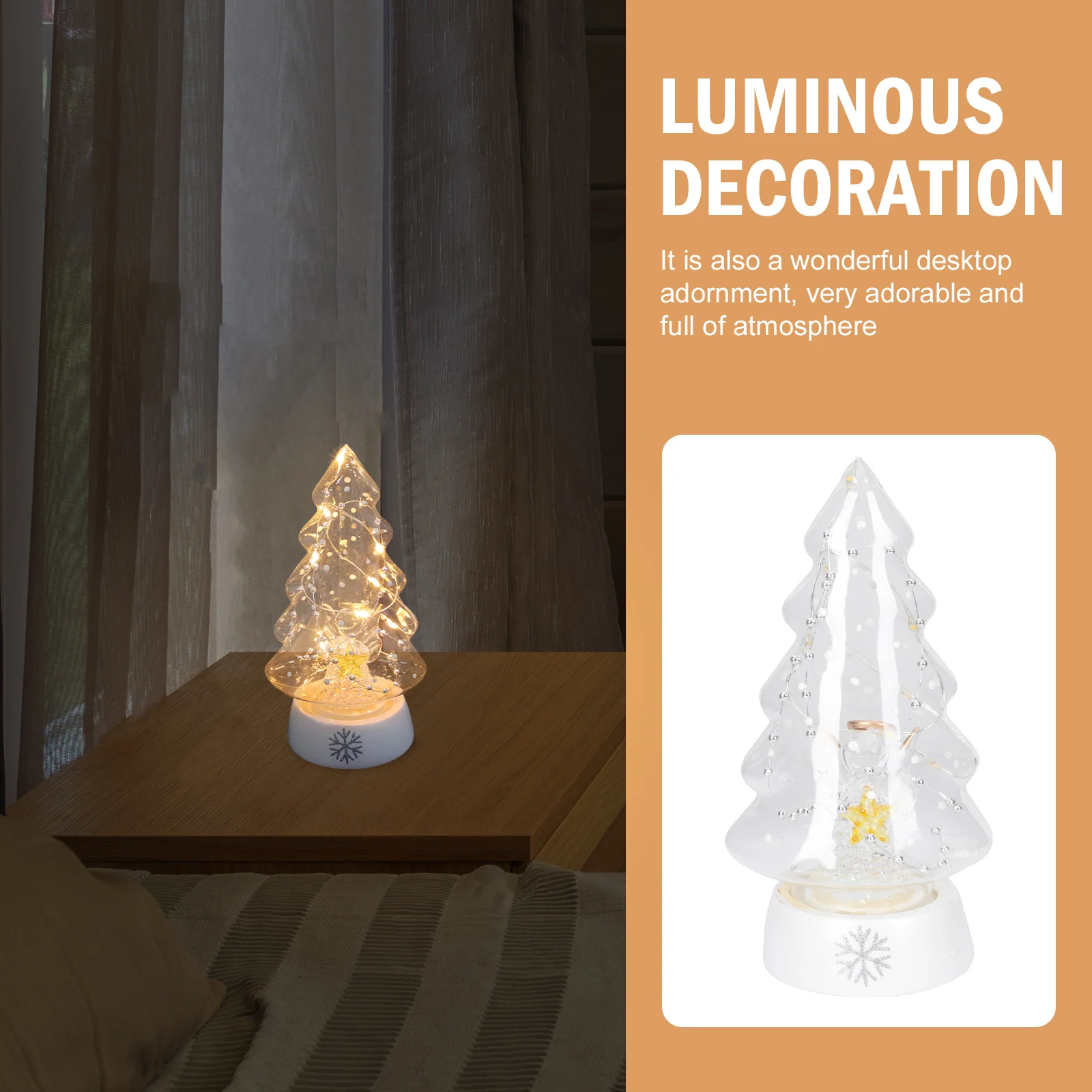 

Desktop Ornament Night Light Table Lamp with Glass Christmas Led Small Plastic Cute Child