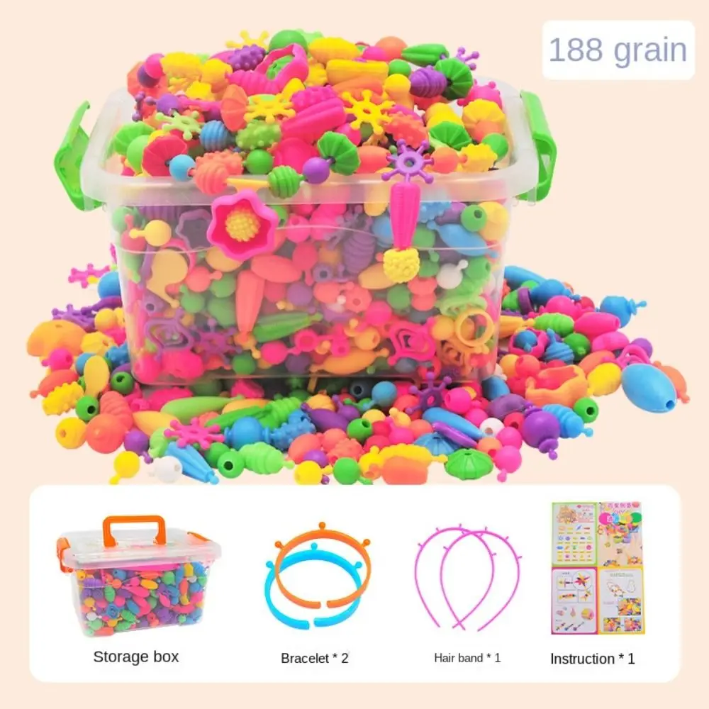 108/188/308pcs Multi-shaped DIY Handmade Beaded Kit Educational Colorful Snap Pop Beads Kits Lightweight Safe Jewelry Making