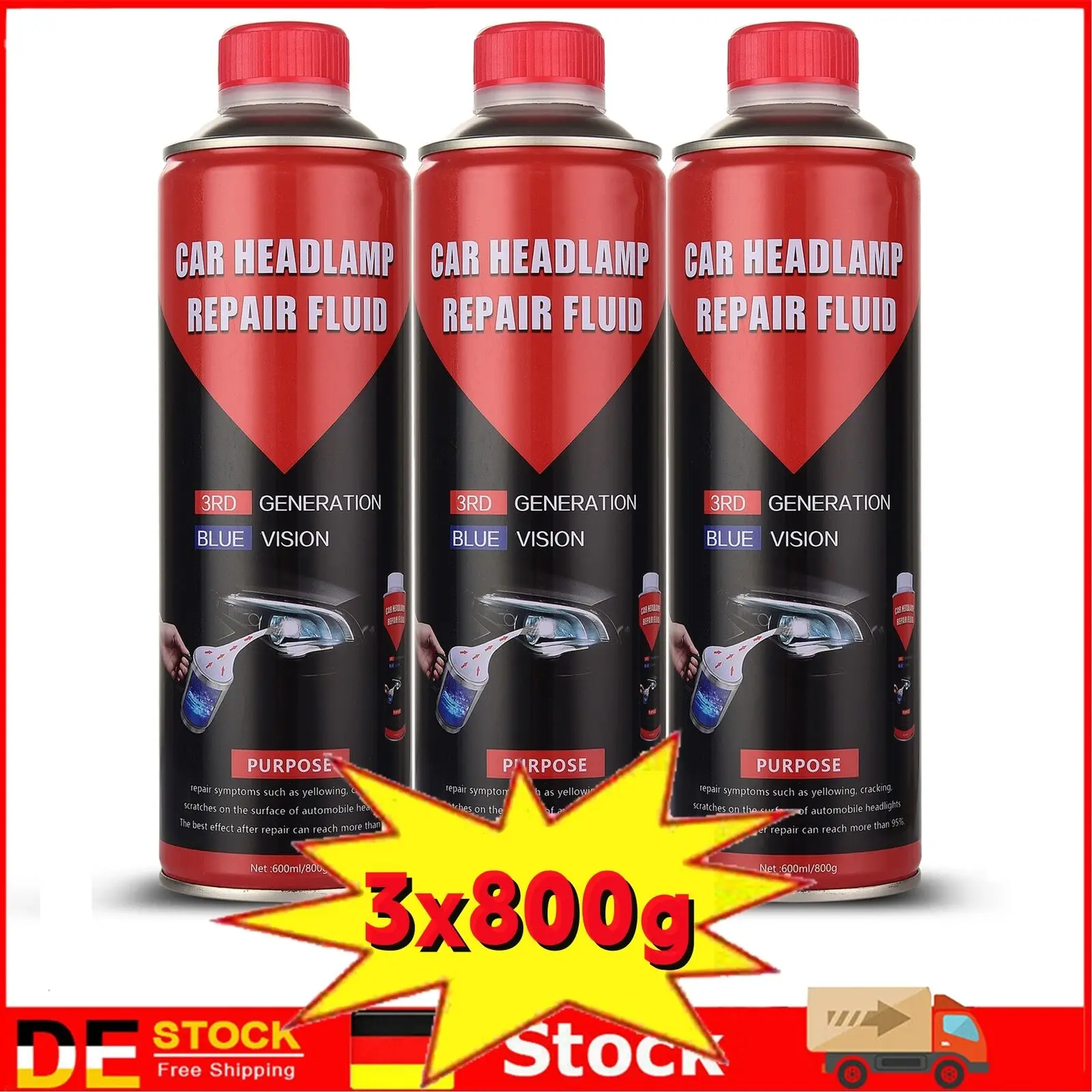 

3PCS Headlight Restoration Liquid Car Headlight Revitalizer Cleaner Headlight Repair Fluid Polymer Liquid For Headlights