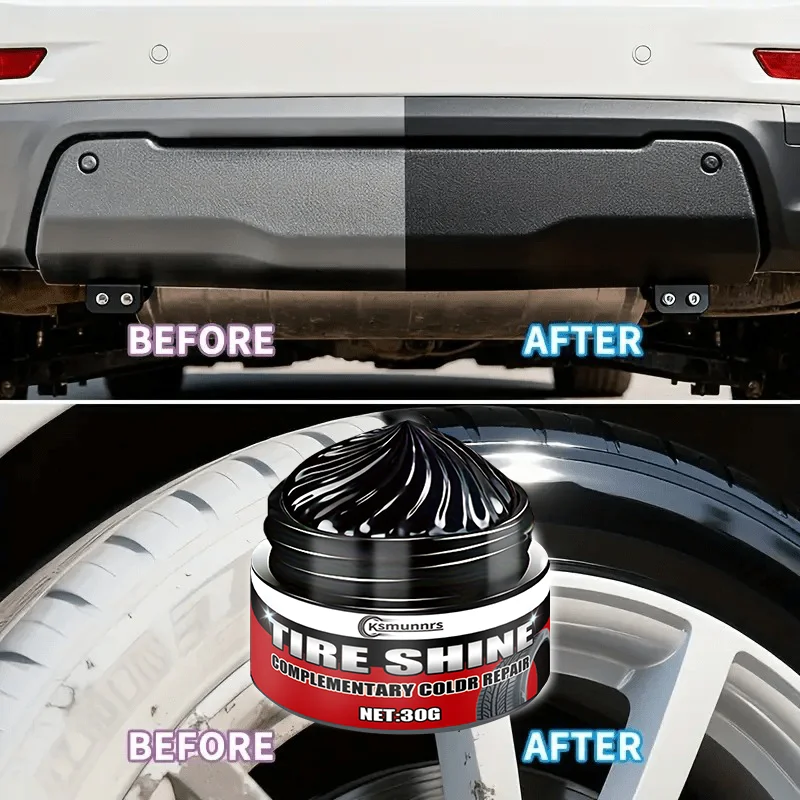 

This 30g tire wax is durable and long-lasting, maintaining shine and repairing scratches. Suitable for tire care, tire polishing