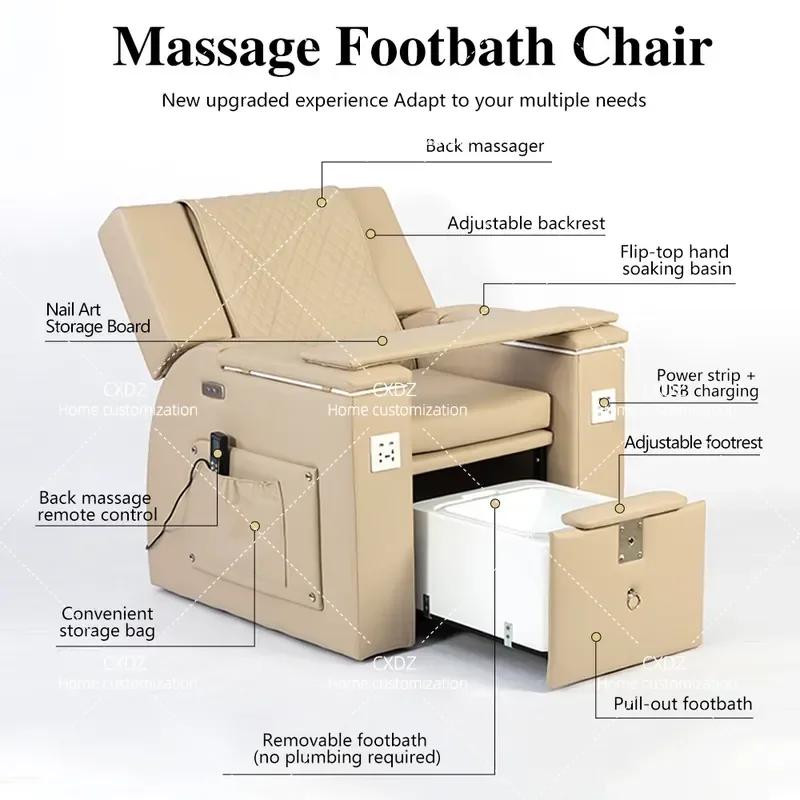 Electric Nail Art Foot Therapy Sofa Chair Adjustable Eyelash Beauty Foot Massage Chair Texture Embroidery Massage Sofa Beauty