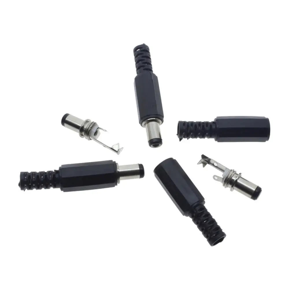 DC022B Power Jack Socket Connector 5.5x2.1 5.5x2.5mm Copper Core Nut Mount Adapter Plug 2 Pin Electrical Component DIY Parts
