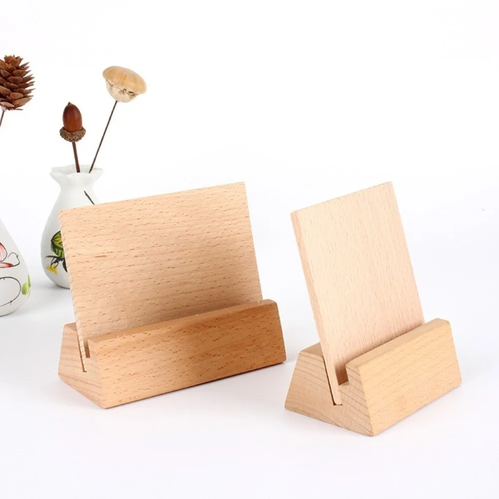 Minimalist Wooden Wooden Calendar Base with Backboard Multifunctional Photo Card Holder Desk Calendar Stand Table Number