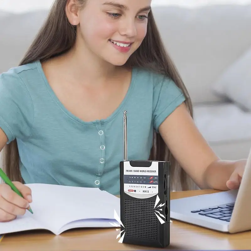 Radios Portable AM FM Pocket Radio Battery Powered AM FM Stereo Player with Speaker for Camping Travel Outdoor Survival Tornado