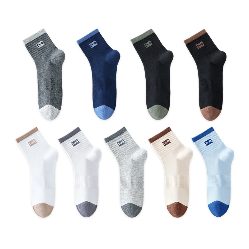 MiiOW 100% Pure Cotton Socks Men Business Dress White Black Long Sock Deodorant Antibacterial Sports Sock Running Plus Size Sock