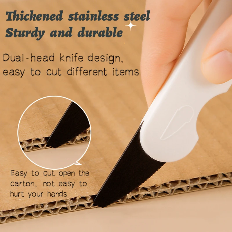 Portable Double-head Two-In-One Round Arc Open Box Cutter Safety Opener Dismantling Tool Small Household Courier Unpacking Knife