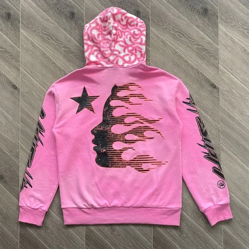 24ss Gehirnwäsche Hoodie mit Gehirn Männer Frauen Top-Qualität rosa gewaschen übergroßen Pullover