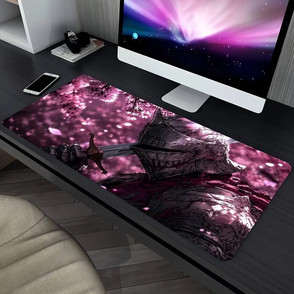 Purple Galaxy Anime Girl Large Gaming Mouse Pad Non Slip Rubber Stitched Edge HD Print Mat for Gamer Laptop Workstation