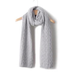 2024 Winter New Women 100% Pure Cashmere Knitted Scarf 180*35 Solid Color Scarf Warm Fashion Capes Lady High Quality Scarves