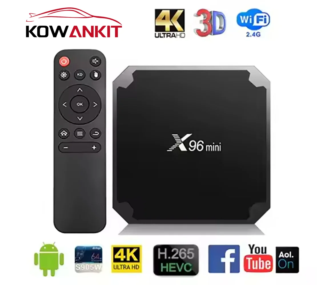 Kowankit 2025 X96MINI TV Box Android10.0 TV Stick HDR S905W Wifi تلفاز ذكي 4K HD صندوق تلفاز ذكي مجموعة عن بعد صندوق علوي