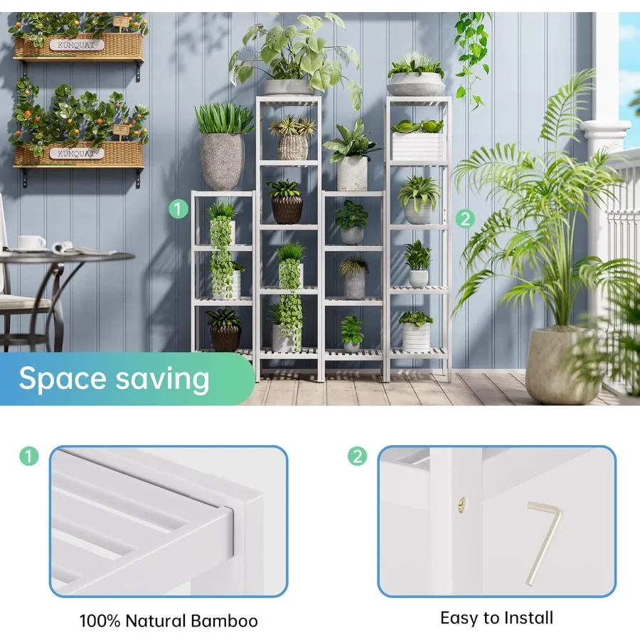 Prateleira de armazenamento para banheiro, 5 camadas, bambu, organizador, prateleira multifuncional para sala de estar, quarto, cozinha, branco