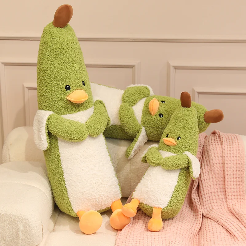 Long Duck Plush Toy 60 to 100cm Green Banana Design Soft Huggable Stuffed Bird for Sofa Relaxation Birthday Gift Decor