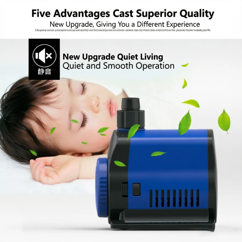 Ultra-Quiet 5-80W Submersible Water Fountain Pump 500L/H-3500L/H Filter Fish Pond Aquarium Water Pump Tank Fountain EU 220V-240V