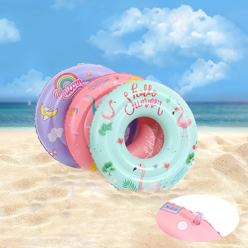 Children Inflatable Toy Cartoon Animals Print Swimming Ring Pvc Double Layer Inflatable Floating Circle Summer Water Toy for Kid