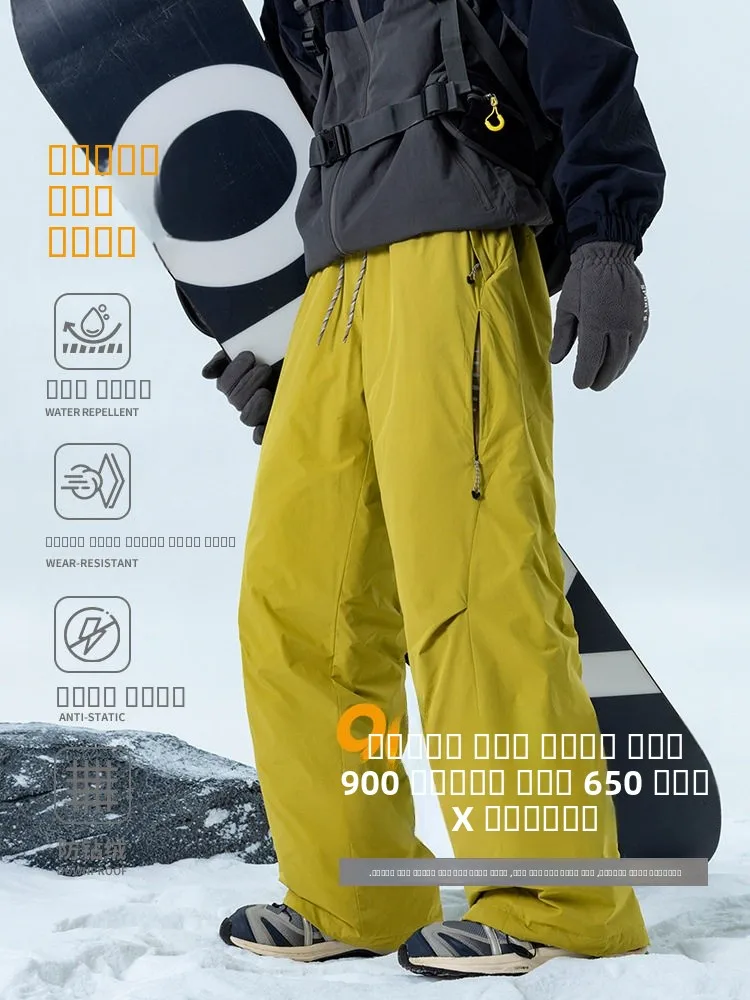 

Men's Outdoor Winter down Snow Pants Anti-Static Windproof Warm 90% White Du down Trousers for Skiing And Casual Wear