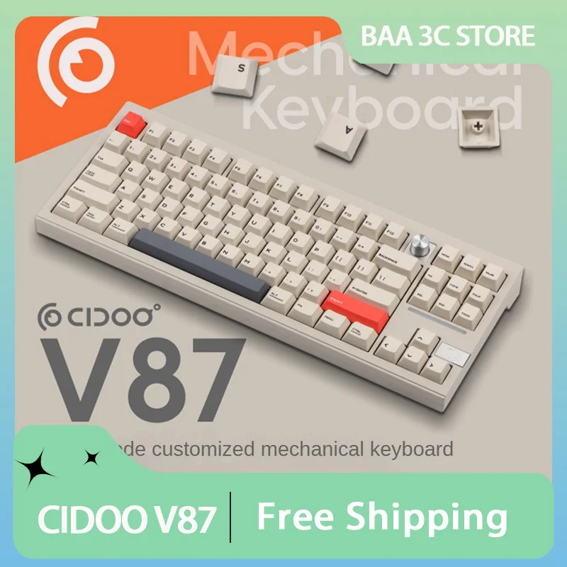 

CIDOO V87 Mechanical Keyboard Aluminum Alloy Tri Mode Bluetooth Wireless Customized RGB Hot Swappable 87Keys Gaming Keyboard