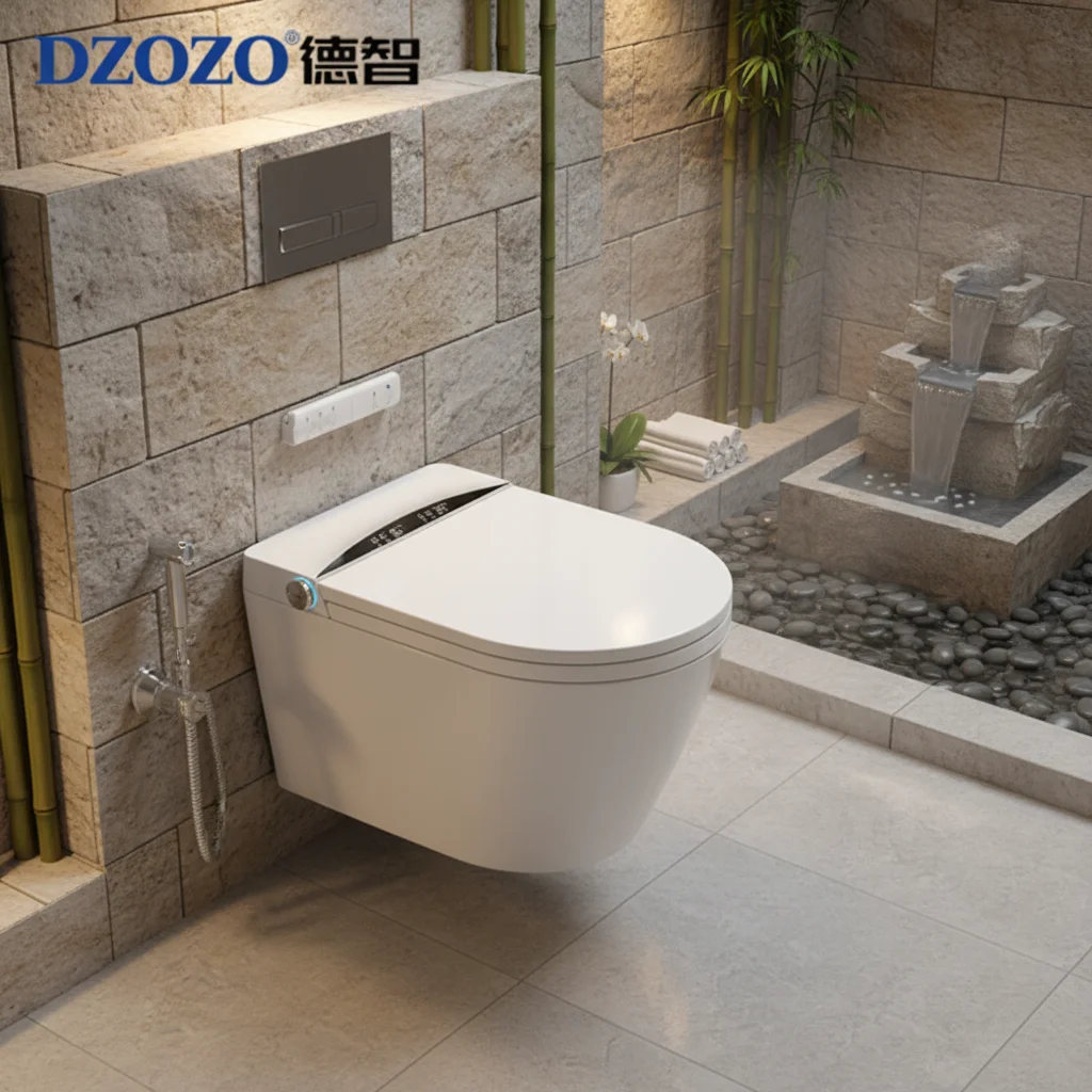 Manufacturer Sanitario Ceramic Wall Mounted One Piece Commode Automatic Washdown Tank Hidden Wall Hung Smart Toilet