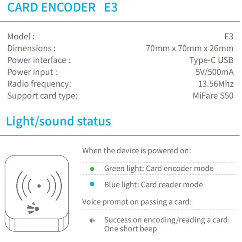 Кодировщик смарт-карт TTLOCK NFC 13,56M M1 IC Card Reader RFID-сканер чипов для TT Hotel TT Renting System Software Hotel
