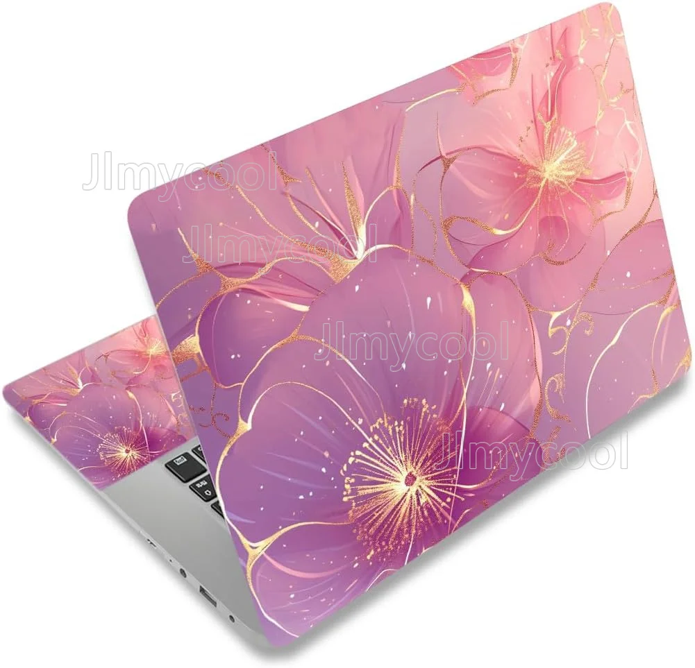 Gradient Golden Line Flower Laptop Decal Waterproof No Residue Notebook Skin For HP Dell Lenovo Huawei Xiaomi Laptops