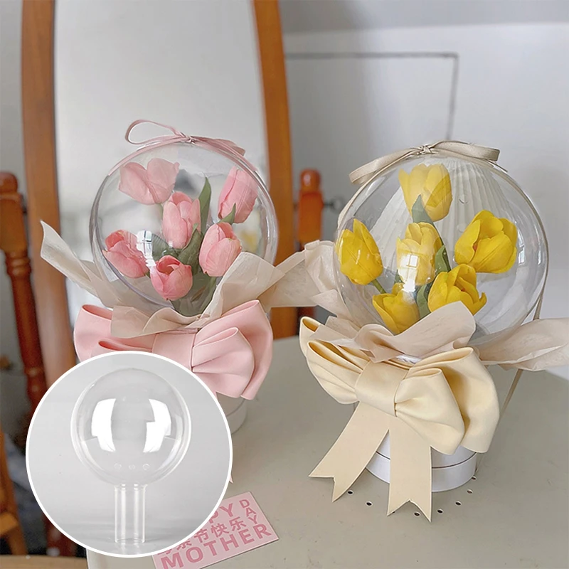 Acrylic Bobo Ball DIY Transparent Flower Packaging Box Artificial Flowers for Mother's Valentine's Day Wedding Birthday Gift