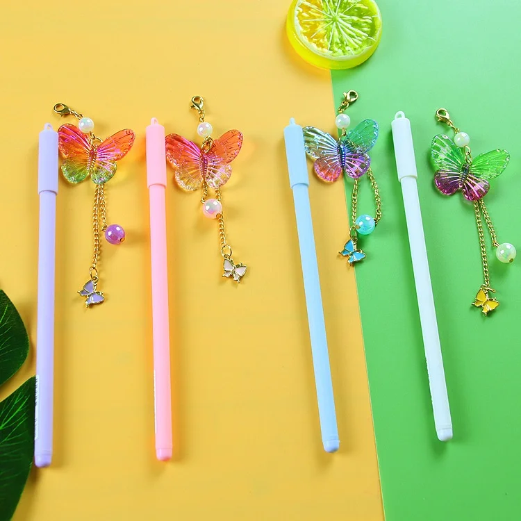 1 Pcs Creative Kawaii Butterfly Pendant Gel Pens Set Kids School Supplies Office Accessories