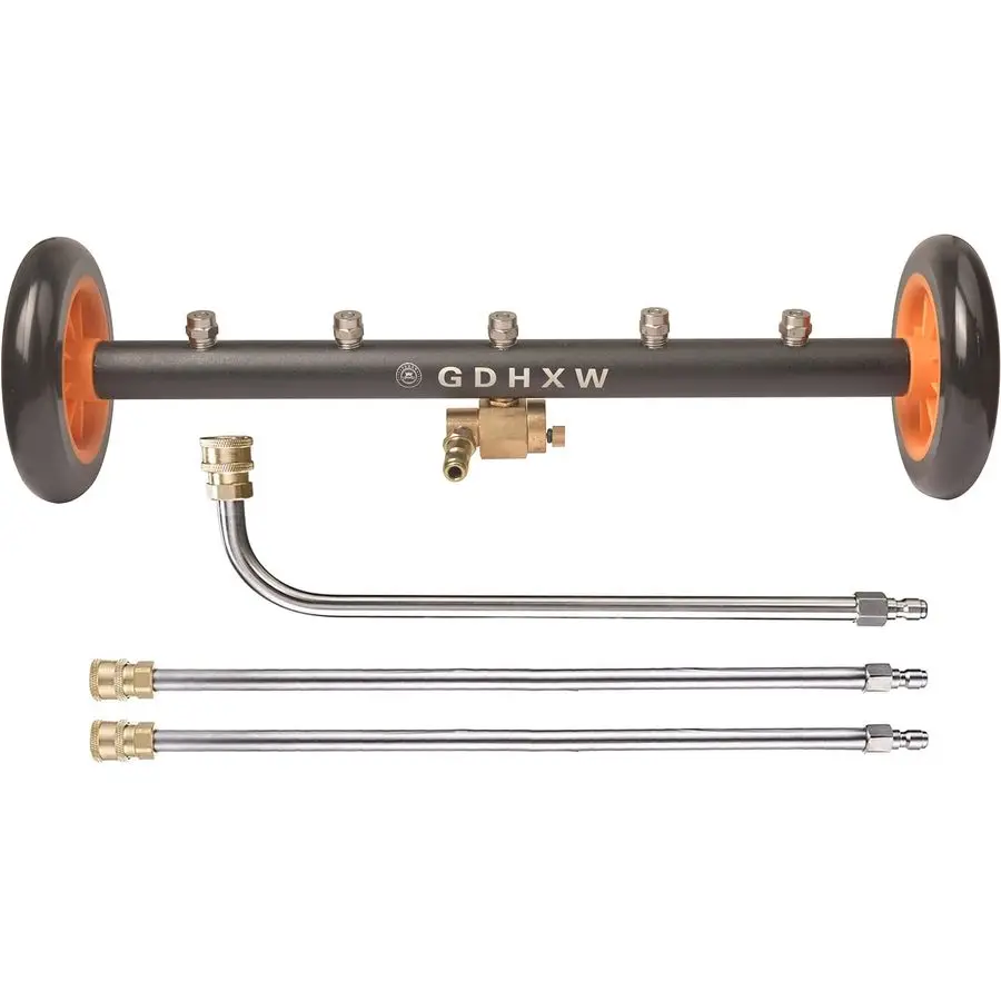 

2in1 Undercarriage Pressure Washer Water Broom 18 Inch Under Car Pressure Washer Attachment with 3 Extension Wands Wash Mitt,500