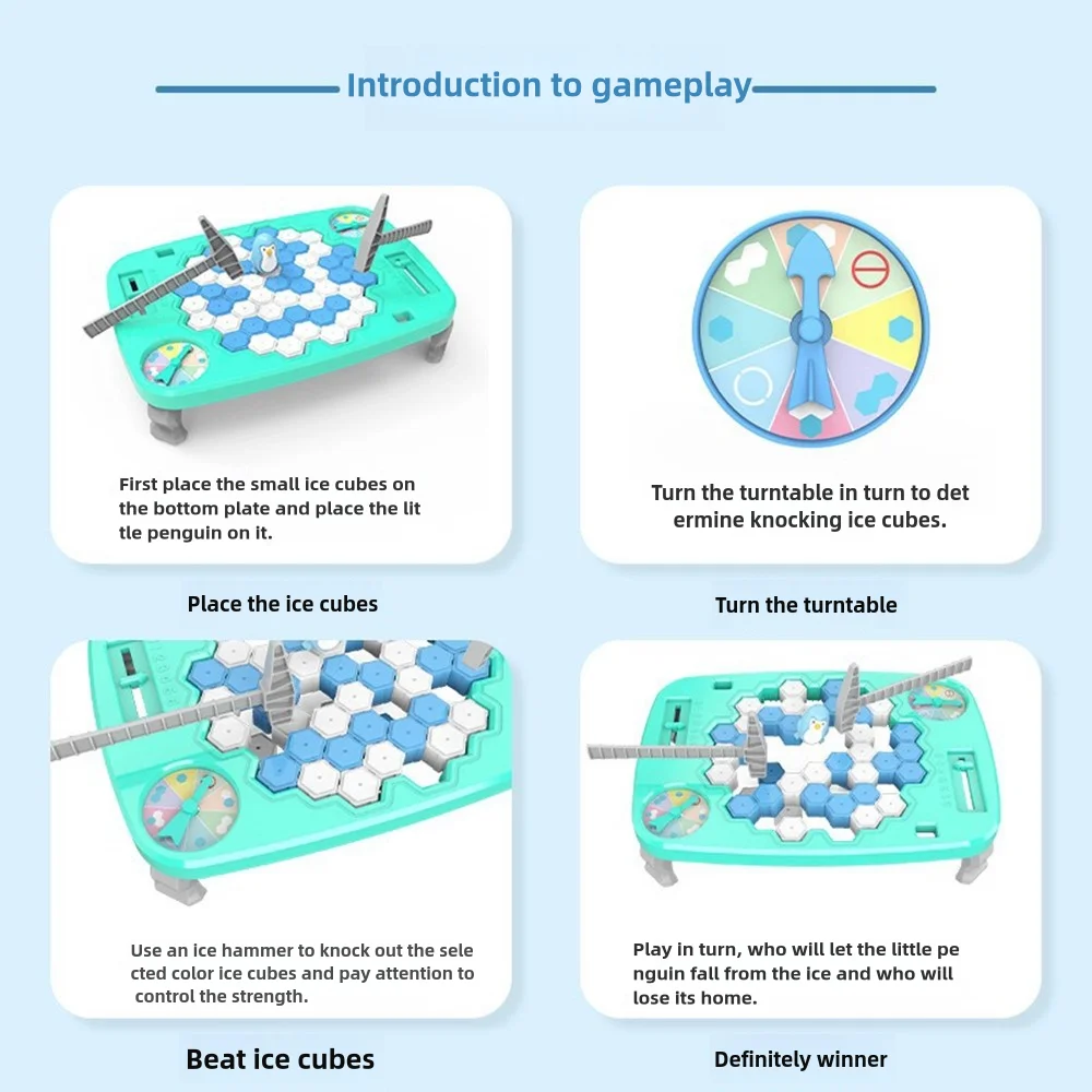 Knock on the penguin toy ice breaking table demolish the wall to save the little penguin Knock on the ice tabletop game