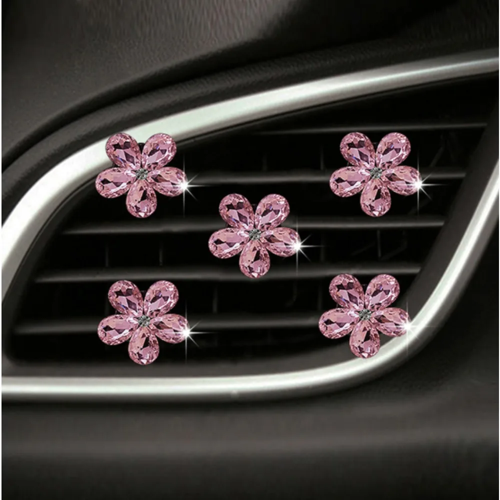 Rhinestone Crystal Flower Car Air Outlet Freshener Clip Diffuser Charms Auto Interior Decor Accessories Wholesale