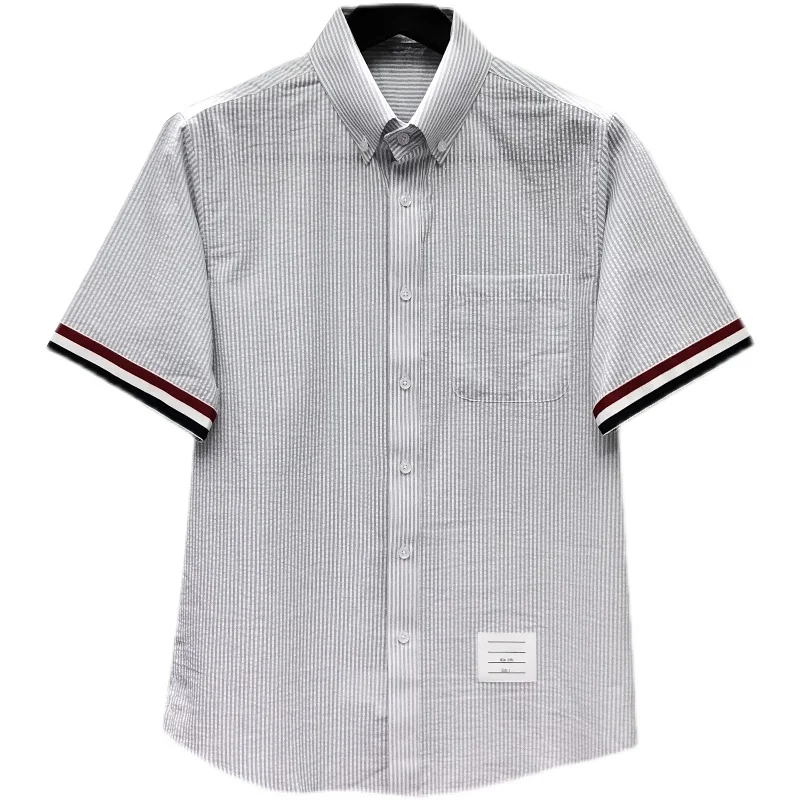 

Slim Fit ort Sve irt Мужская летняя новинка Sle Bubble Stripe Design Галстук-манжета Пара модная молодежная повседневная мода