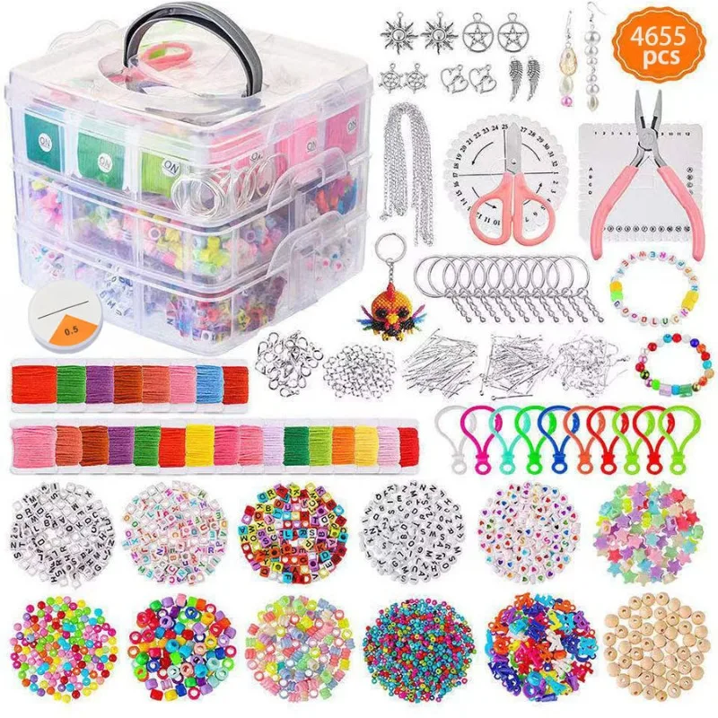 Children's Early Education Letter Bracelet DIY Jewelry Materials Bead Three-layer Set Stringing Bead Accessory
