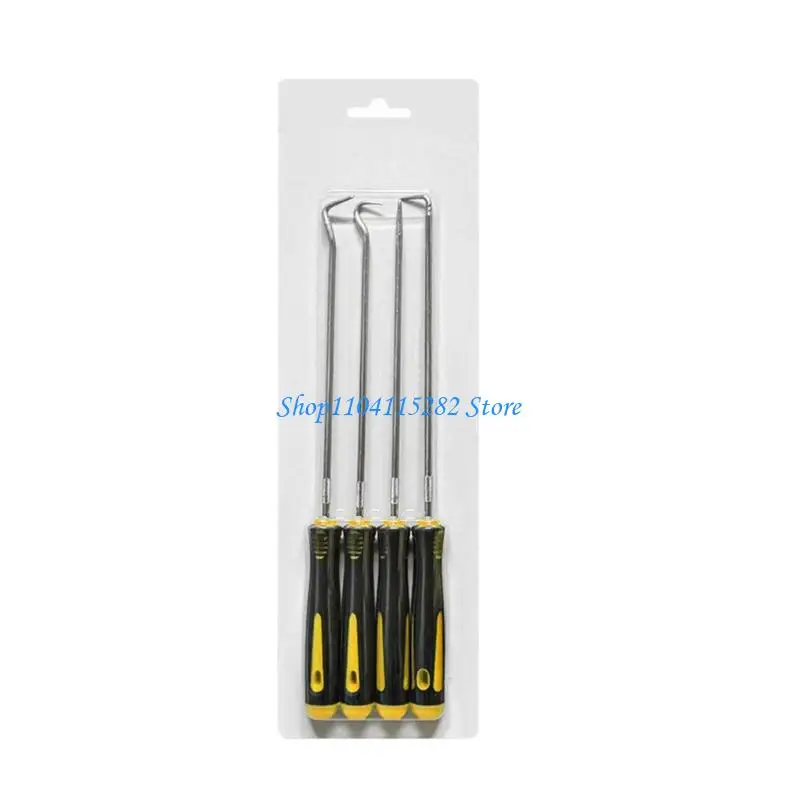 Pack Of 4 Long Shafts Oil Seal Hook Set With Ergonomic Handle Suitable For Motorcycle Automotive Repair&Tire Maintenance