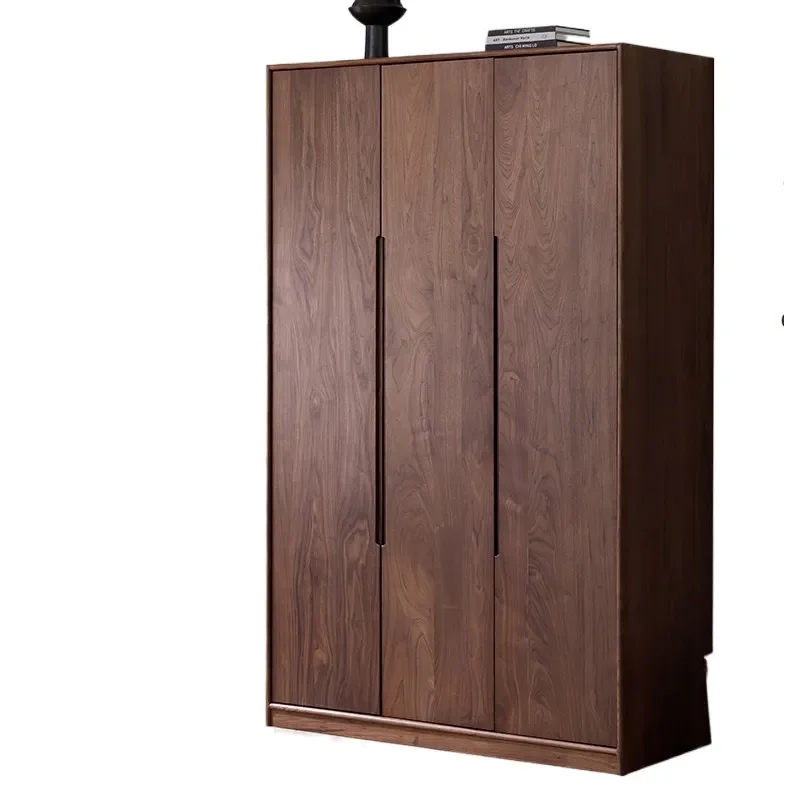for North American Black Walnut All Solid Wood Large Wardrobe Log Two Door Wardrobe Italian Bedroom Cabinet Locker Swing Door