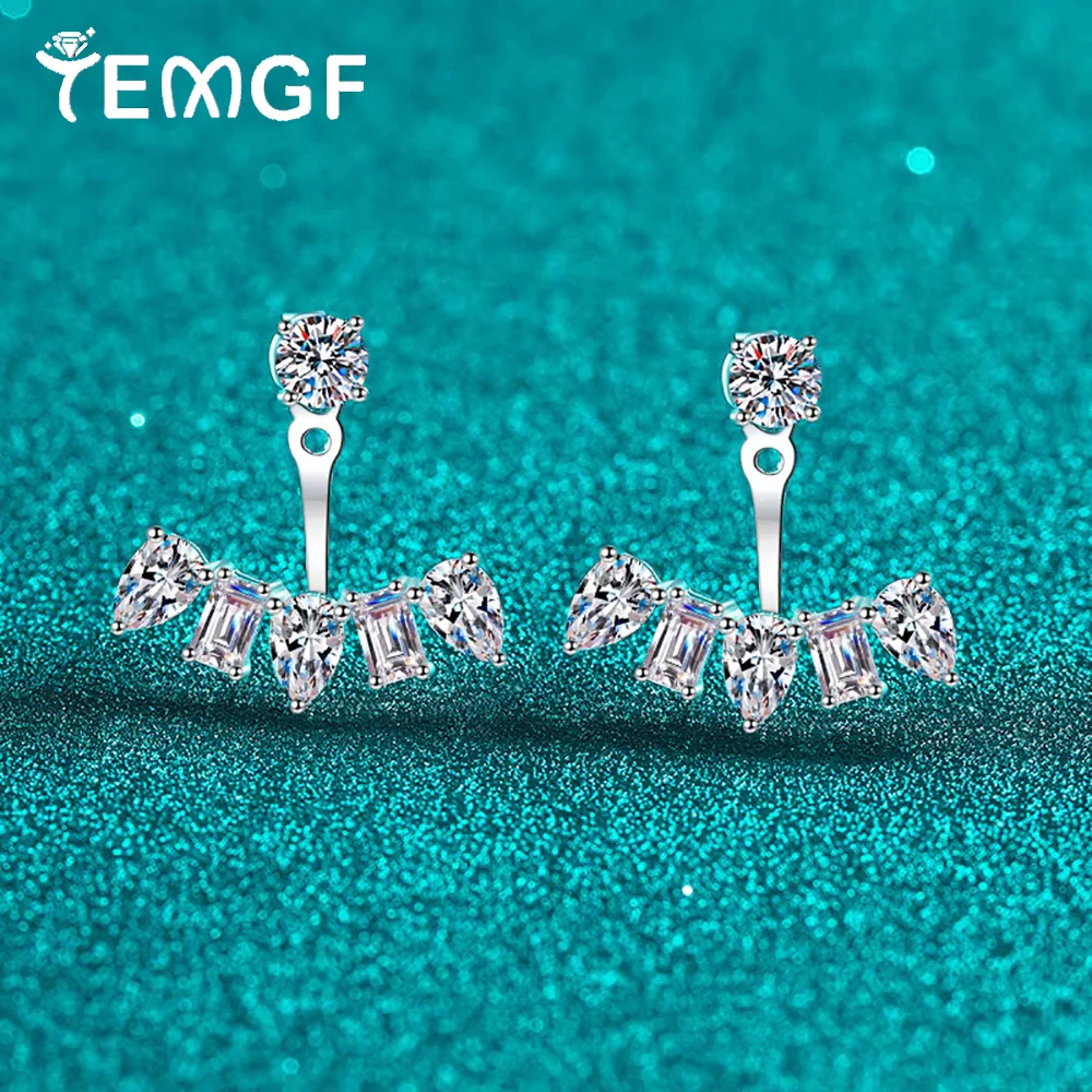 

Серьги TEMGF изумрудной и грушевидной огранки с муассанитом, серебро 925 пробы, съемные серьги-гвоздики для женщин, сертифицированные ювелирные изделия, подарки 6 карат/пара