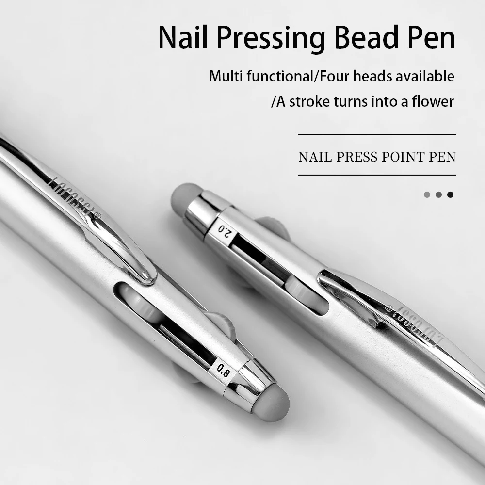 Stylo à points pour ongles 4 en 1, outil multifonctionnel, 4 pointes interchangeables pour des designs précises de Nail Art, bricolage de Salon professionnel, 1 pièce