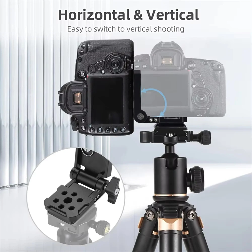 AAAE Folding Camera L Bracket Vertical Horizontal Switching Quick Release Plate Monopod Stabilizer Accessories Tripod Head