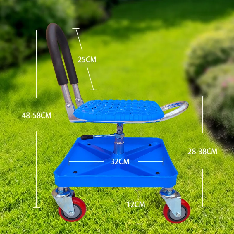 New Rolling Workshop Stool with Tool Tray, Swivel Caster Mobile Work Seat for Auto Repair Grout Work