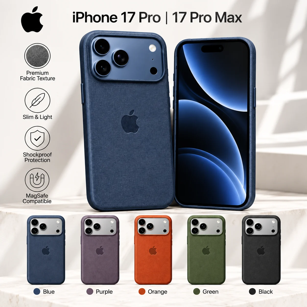 TechWoven Stoffhülle mit MagSafe für iPhone 17 Pro 17 Pro Max Magnetisches Kabelloses Laden Stoßfeste Schlanke Schutzhülle