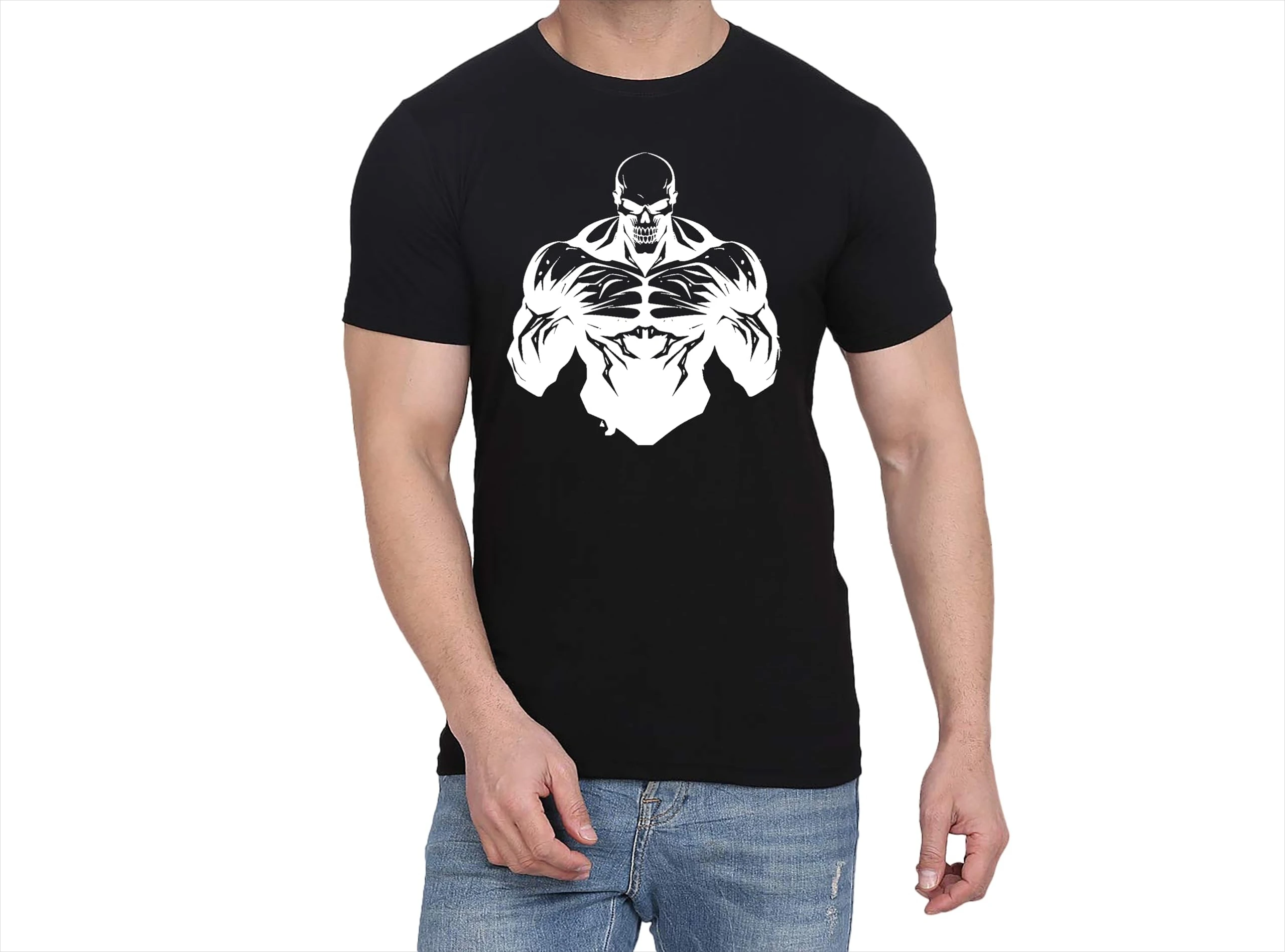 الرجال الرياضة اليومية القطن هالوين يوم الموتى موضوع متعة تي شيرت مطبوع جرافيك تي شيرت Harajuku المتضخم تي شيرت