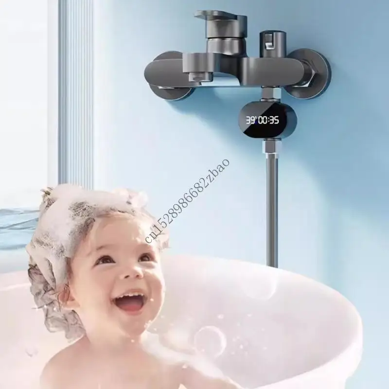 H7EA Universal DN15 Compatible LED Water Temperature Display Timer Easy installs for Most Home Shower Systems Safety Focused