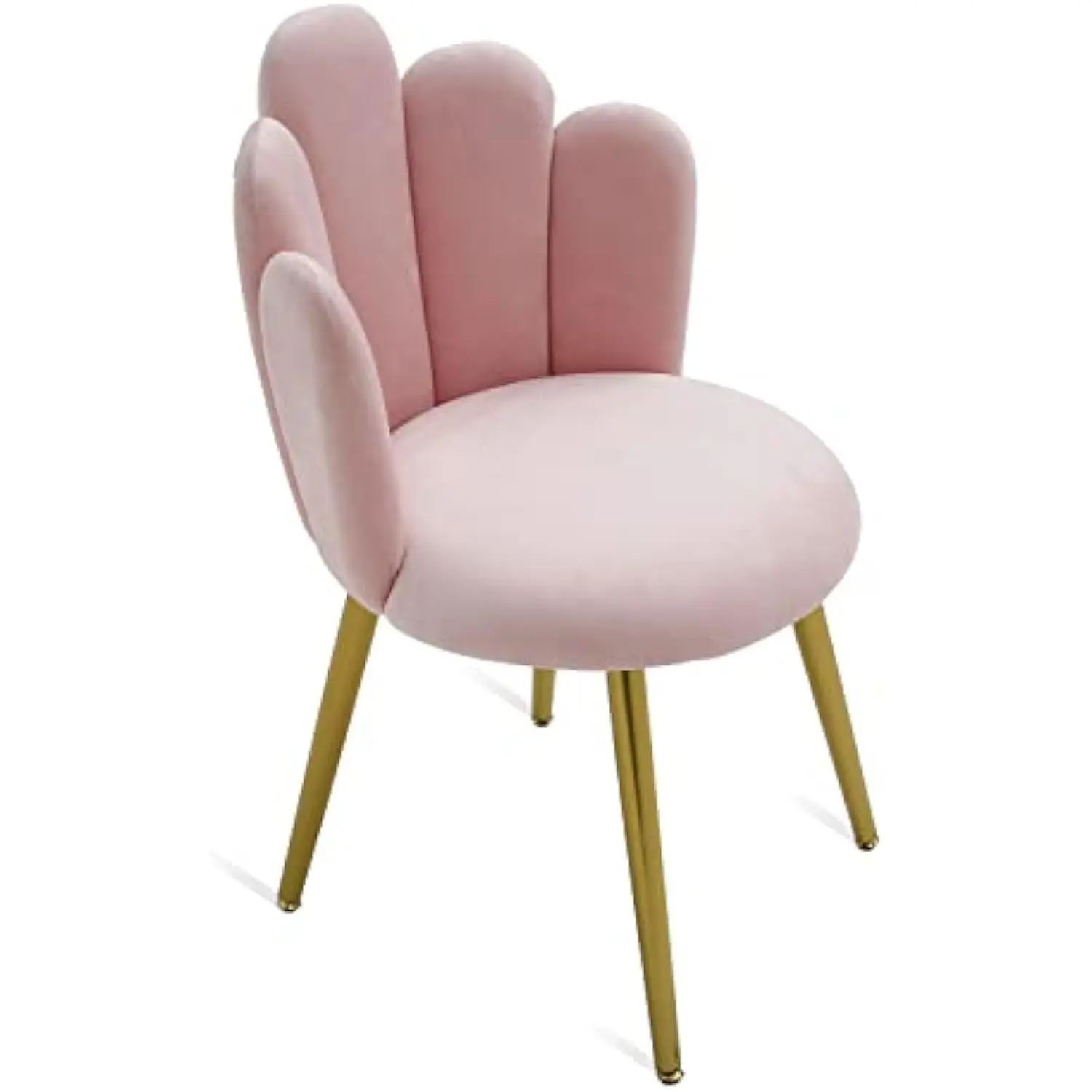 

Vanity Chair for Makeup Room - Midcentury Modern Accent Velvet Chair with Back Support, Gold Legs for Living Room Bedroom (Pink