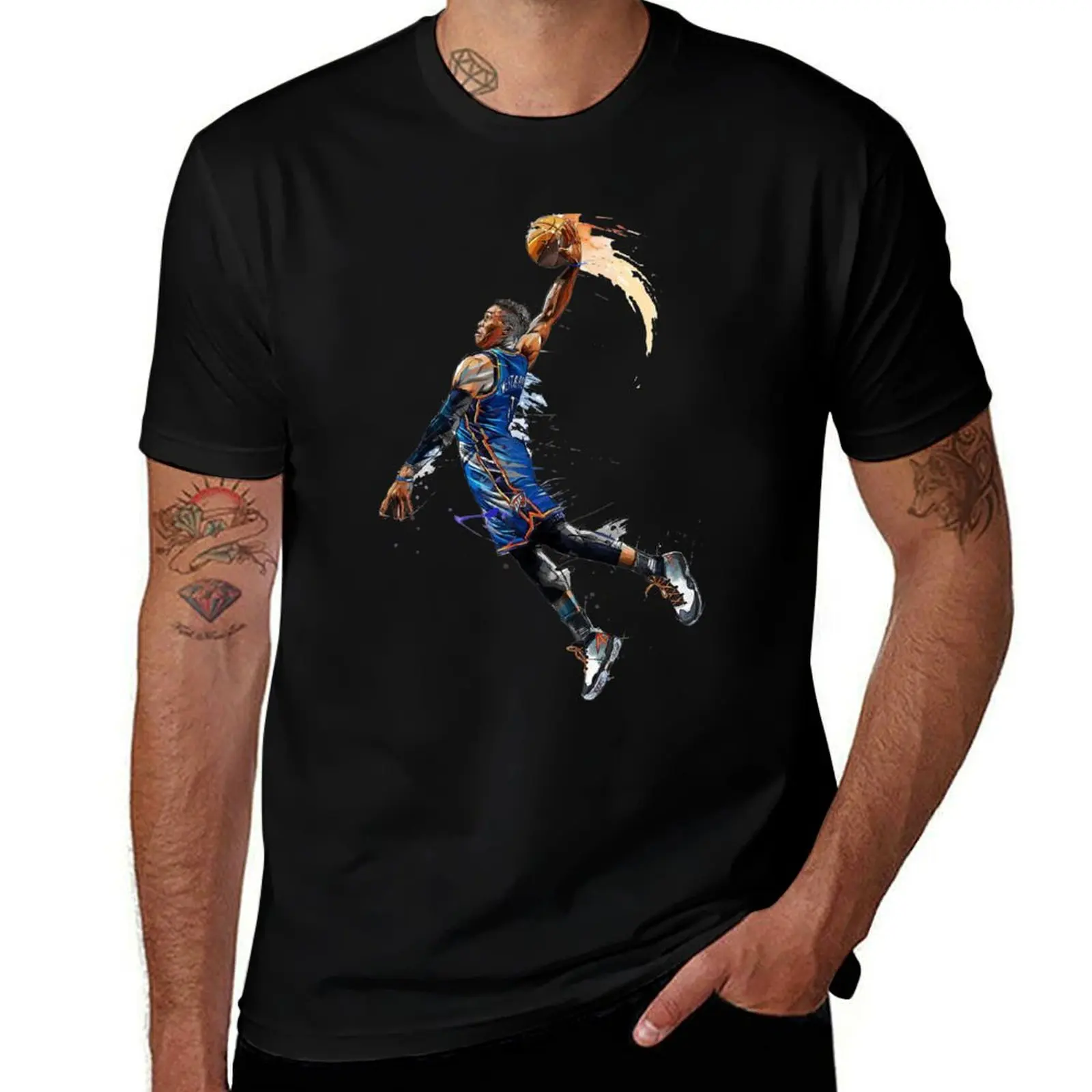 

Russell Westbrook Dunking Art T-Shirt Quick Dry Light Sports T-Shirt