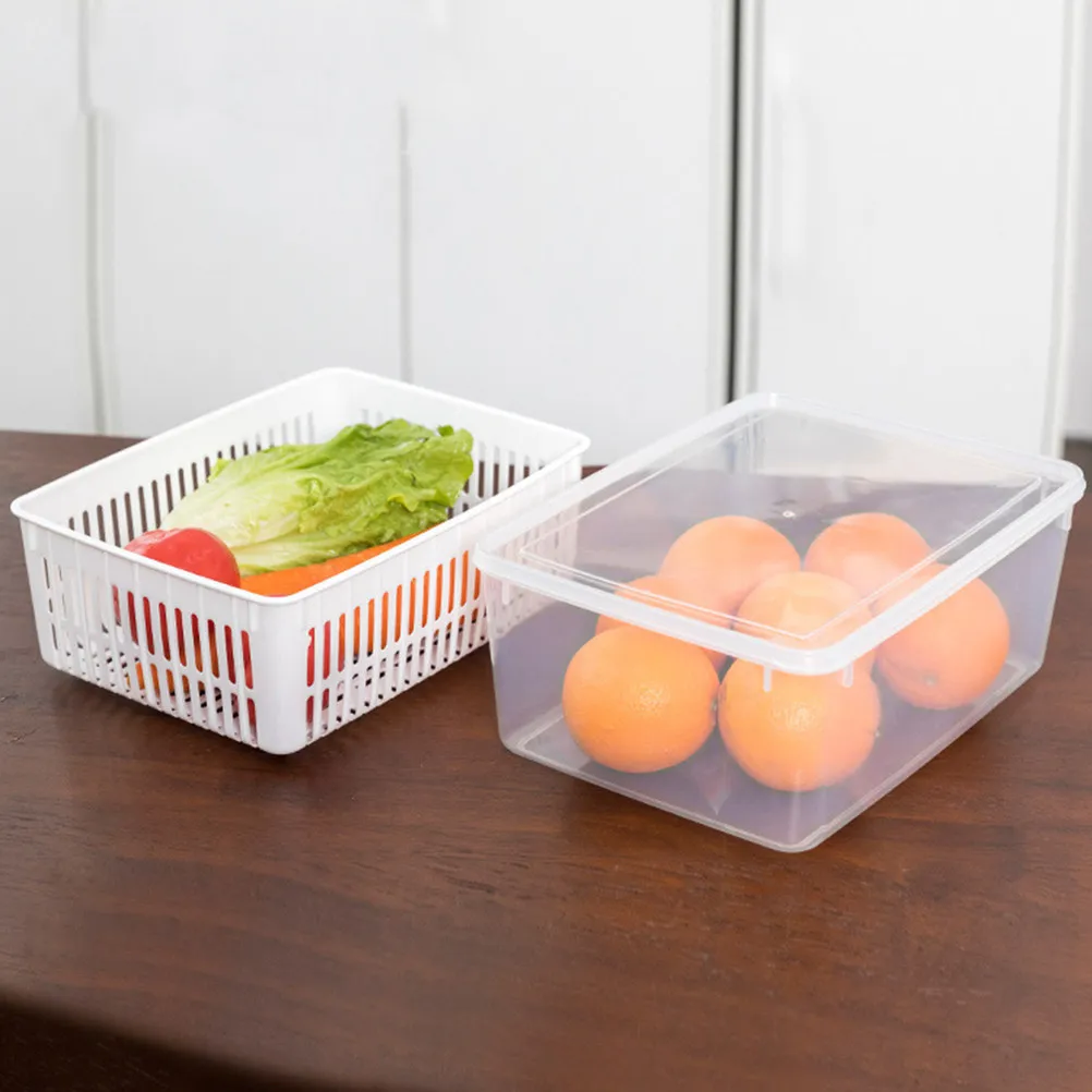 

Пластиковый контейнер для хранения продуктов в холодильнике с крышкой, дренажем и корзиной для мытья, для сохранения свежести овощей и фруктов на кухне