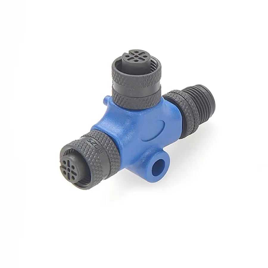 NMEA 2000 Compatible T Connector M12 5 Pin Dual Female to 5 Pin Male for Marine Networks 