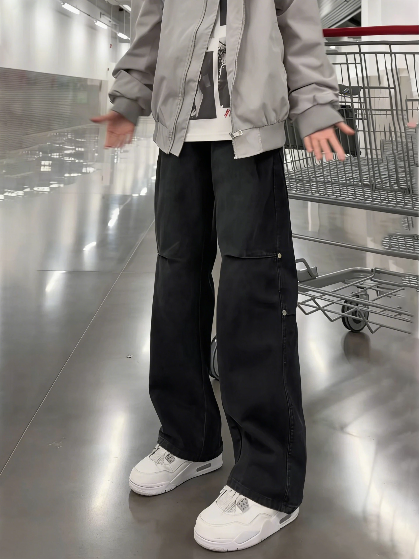 

Bla Pleated Wide Leg Men's Jeans Spring Autumn Rivet Design American Vibe Flared Long Trousers Casual Loose Straight Cut