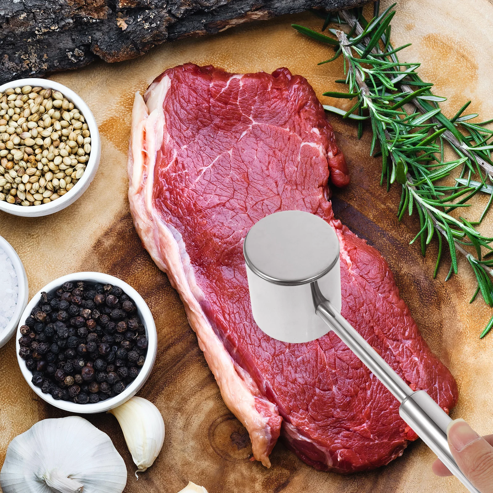 

10-дюймовый высококачественный молоток для размягчения мяса из нержавеющей стали, сверхмощный кухонный инструмент для стейка, говядины, курицы