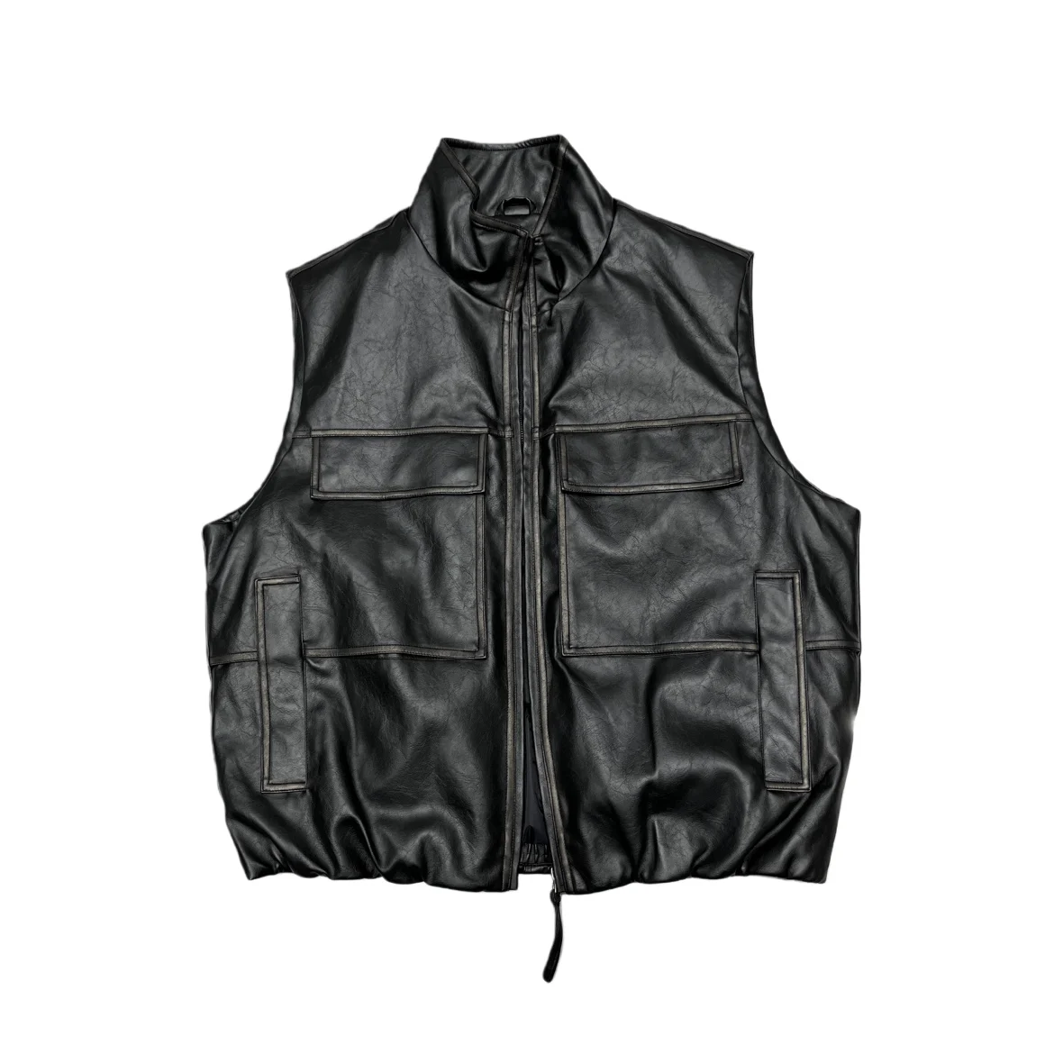 

Men's Retro Biker down Jaet 90% White Du down Warm PU Leather Vest Outerwear oulder Pad Faion Urban Sle Casual Wear