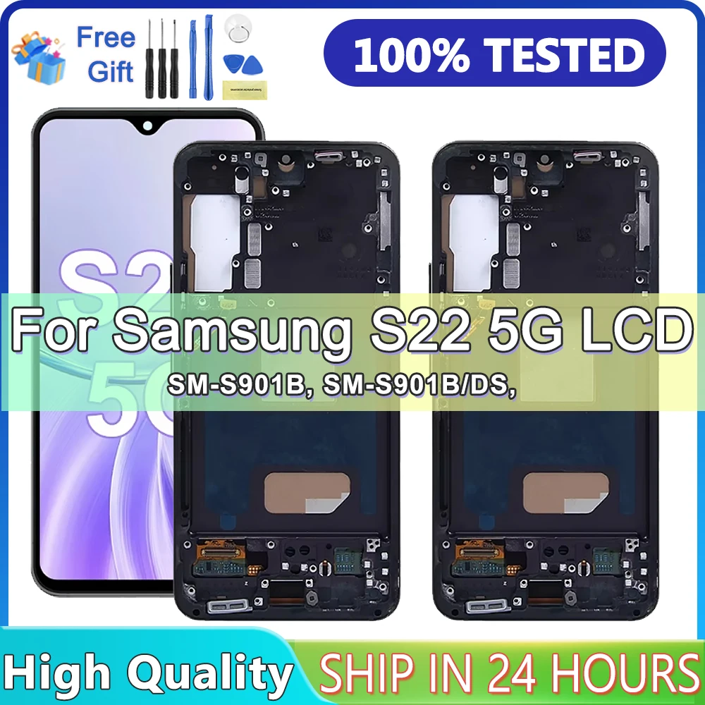 

For S22 5G For Samsung Galaxy S22 5G S901B S901B/DS Lcd Display Digital Touch Screen With Frame Replacement Screen Assembly