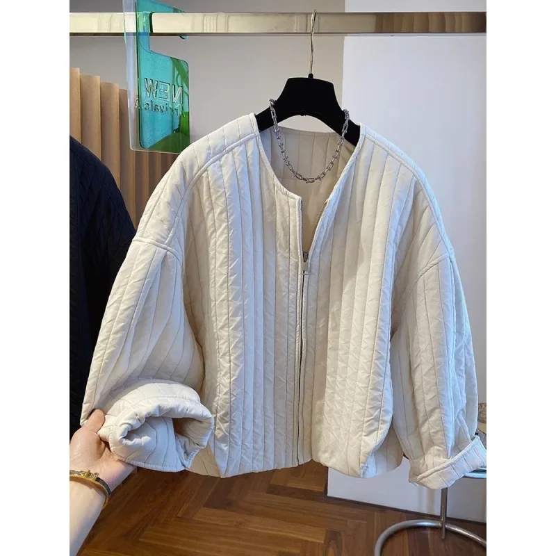 

Легкое хлопковое женское свободное пальто с круглым вырезом Sve Ort, модное однотонное однотонное пальто на молнии с длинными рукавами, новинка зимы