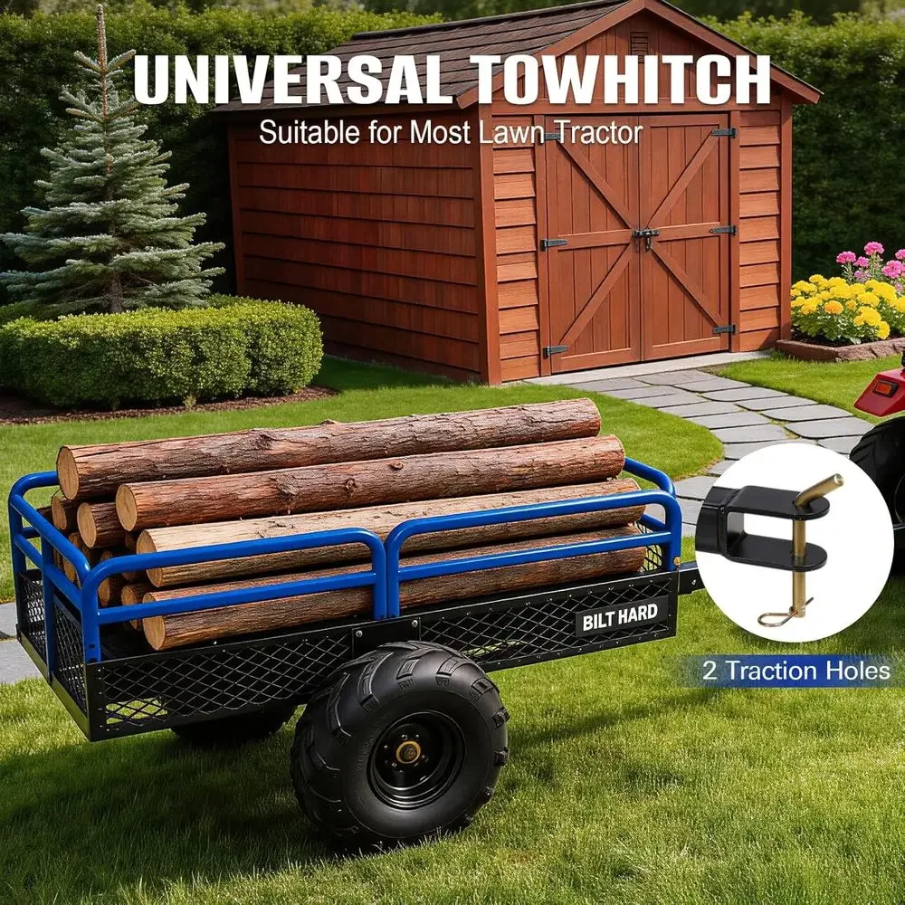 Heavy-Duty 1500 lbs Capacity Garden Dump Cart, 11 Cubic Feet Tow Behind Trailer for Mowers and ATVs